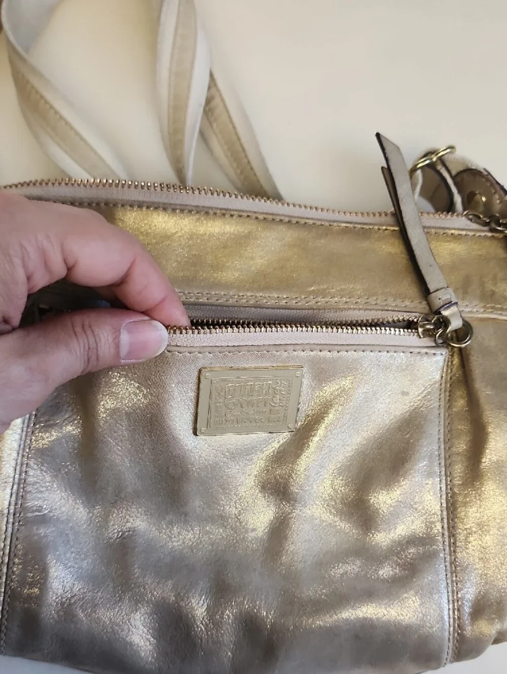 Coach Metallic Champagne Crossbody Bag